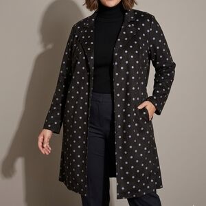 Tanjay Plus Faux Suede Open Jacket Black Purple Size 3X Ptp 28.5" L 41.5"